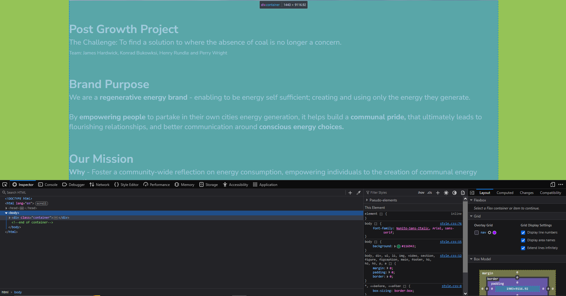 screenshot of the firefox developer tool