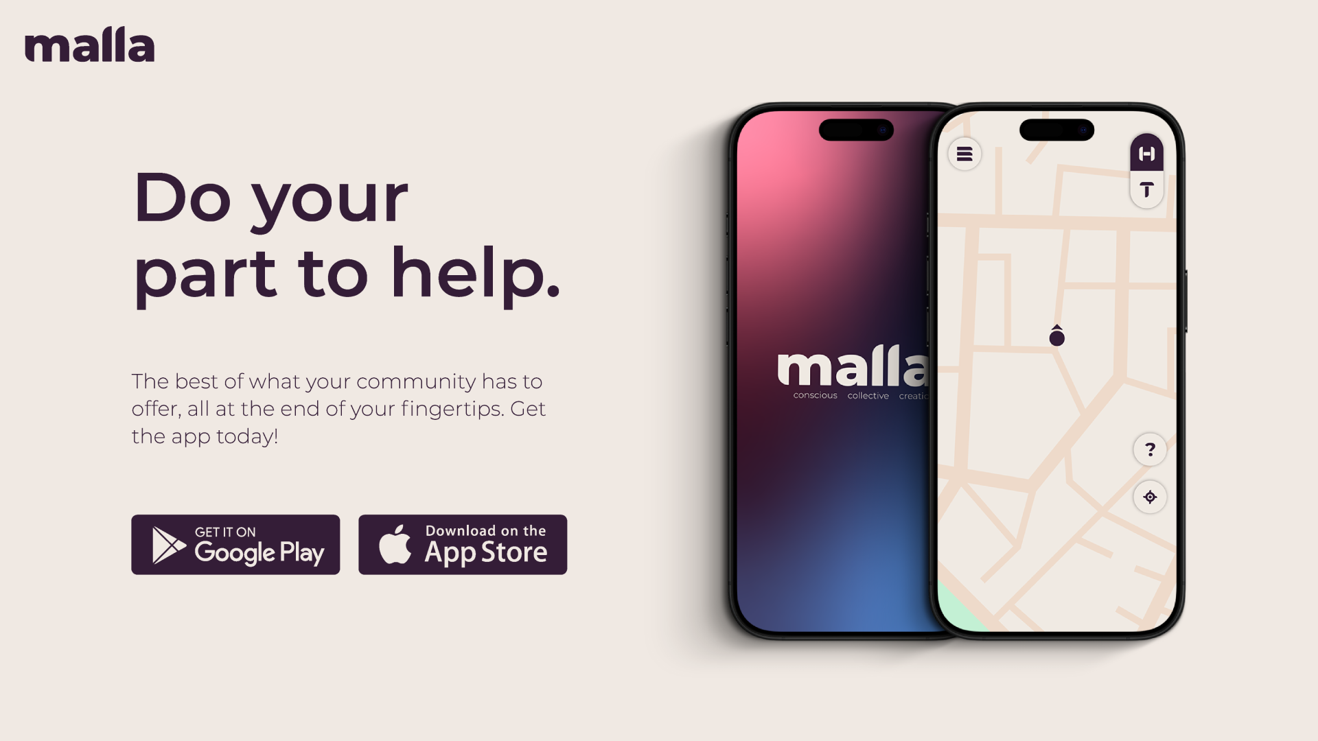 Malla app mockup